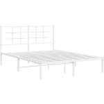 Cadre de lit m�tal sans matelas et t�te de lit blanc 140x190 cm vidaxl