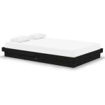 Cadre de lit noir bois massif 120x190 cm petit double