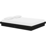 Vidaxl - cadre de lit noir bois massif 140x190 cm