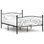 Cadre de lit et sommier  lattes noir mtal 160 x 200 cm vidaxl