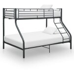 Vidaxl ? lit superpos� en m�tal noir 90x200 cm / 140x200 cm ? hauteur 152 cm ? garde - corps et �chelle ...