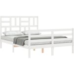 Vidaxl - cadre de lit avec t�te de lit lit adulte pour chambre � coucher blanc petit double bois massif ...