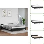 Vidaxl - cadre de lit avec t�te de lit sans matelas noir 140x200 cm - cadre de lit - lit double - literie ...