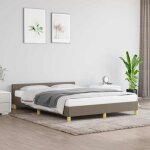 Cadre de lit avec t�te de lit taupe 140x190 cm tissu