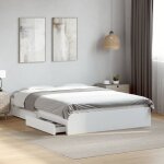 Vidaxl ? cadre de lit blanc 120x190 cm avec tiroirs ? bois d'ing�nierie ? lattes en contreplaqu� ? rangement ...