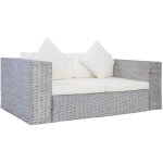 Vidaxl canap� � 2 places avec coussins gris rotin naturel