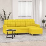 Vidaxl - canap� � 3 places avec repose - pieds jaune clair 180 cm tissu