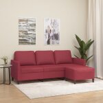 Vidaxl - canap� � 3 places repose - pieds rouge bordeaux 180 cm similicuir