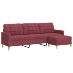 Vidaxl - canap� � 3 places avec repose - pieds rouge bordeaux 210 cm tissu