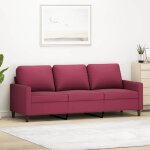 Vidaxl - canap� � 3 places rouge bordeaux 180 cm velours