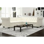 Canapé d'angle chesterfield 5 plc cuir artificiel blanc vidaxl Canapé d'angle chesterfield 5 plc cuir artificiel blanc vidaxl