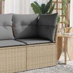 Canapé d'angle de jardin avec coussins beige résine tressée Canapé d'angle de jardin avec coussins beige résine tressée