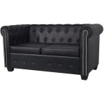 Vidaxl - canap� chesterfield � 2 places cuir synth�tique noir