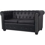 Vidaxl - canap� chesterfield � 2 places cuir synth�tique noir