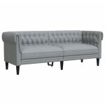 Vidaxl - canap� chesterfield 3 places gris clair tissu