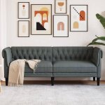 Vidaxl - canap� chesterfield 3 places gris fonc� tissu