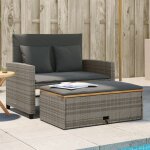 Canap� de jardin 2 places coussins gris r�sine tress�e&acacia - vidaxl
