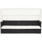 Vidaxl - canapé de jardin avec auvent noir résine tressée Vidaxl - canapé de jardin avec auvent noir résine tressée