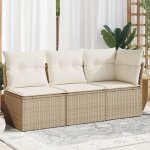 Vidaxl - canapé de jardin avec coussins 3 places beige résine tressée Vidaxl - canapé de jardin avec coussins 3 places beige résine tressée