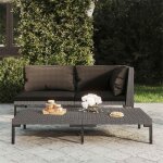 Vidaxl ? canap� de jardin avec coussins ? r�sine tress�e demi - ronde ? cadre en acier enduit de poudre ...