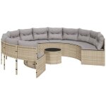 Vidaxl - canap� de jardin avec table coussins rond beige r�sine tress�e
