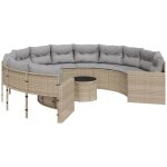 Vidaxl - canap� de jardin avec table coussins rond beige r�sine tress�e