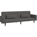 Vidaxl - canap� - lit � 2 places avec deux oreillers gris fonc� tissu