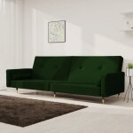 Devenirriche - canap� - lit � 2 places avec deux oreillers vert fonc� velours vidaxl