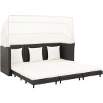 Vidaxl - canap� - lit extensible 3 places avec toit r�sine tress�e noir