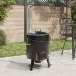 Vidaxl canon  goulasch avec chemine et couvercle noir acier maill