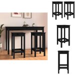 Vidaxl - chaises de bar lot de 2 noir 40x40x78 cm bois de pin solide - chaise de bar - tabouret de bar ...