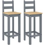 Chaises de bar lot de 2 gris bois de pin solide Chaises de bar lot de 2 gris bois de pin solide