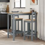Chaises de bar lot de 2 gris bois de pin solide