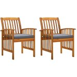 Vidaxl - chaises � d�ner de jardin 2pcs et coussins bois d'acacia massif