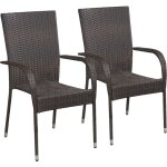 Vidaxl - chaises empilables d'ext�rieur lot de 2 r�sine tress�e marron