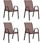 Vidaxl - chaises empilables de jardin 4 pcs marron tissu textil�ne