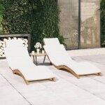 Vidaxl - chaises longues lot de 2 avec coussins bois massif de teck