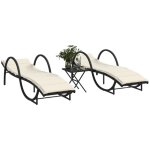 Chaises longues lot de 2 avec table noir r�sine tress�e - vidaxl