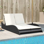 Vidaxl - chaise longue avec coussins noir 114x205x73 cm r�sine tress�e