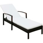 Chaise longue avec coussin r�sine tress�e marron