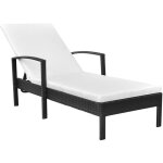 Vidaxl - chaise longue avec coussin r�sine tress�e noir
