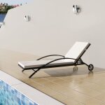 Vidaxl - chaise longue avec coussin et roues r�sine tress�e noir