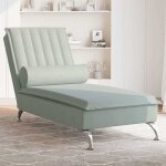 Chaise longue de massage avec traversin gris clair velours - vidaxl