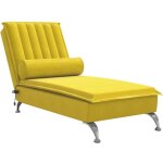 Chaise longue de massage avec traversin jaune velours vidaxl Chaise longue de massage avec traversin jaune velours vidaxl