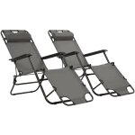Vidaxl - chaises longues pliables 2 pcs avec repose - pied acier gris