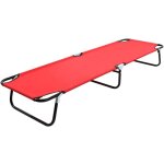 Vidaxl ? transat pliable bain de soleil rouge ? acier enduit de poudre ? tissu polyester 600d ? dimensions ...
