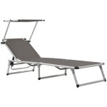 Chaise longue pliable avec toit aluminium et textil�ne gris vidaxl