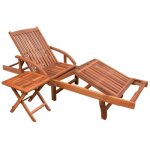 Vidaxl - chaise longue avec table bois d'acacia solide