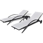 Vidaxl - chaises longues avec table résine tressée noir Vidaxl - chaises longues avec table résine tressée noir