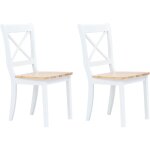 Vidaxl - chaises � manger lot de 2 blanc et bois clair bois h�v�a massif